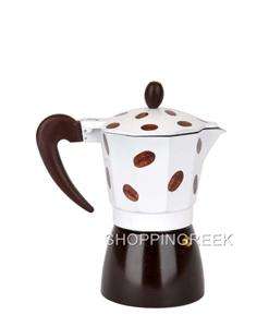 Cup Stovetop White Brown Espresso Coffee Maker Pot  