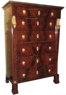 Antique French Empire Revival Tall Chest of Drawers  
