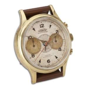  Brass and Leather Chronograph Novelty Wristwatch Style Alarm Clock 