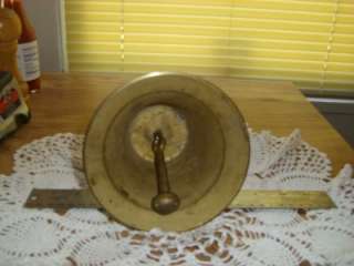 Old Antique Brass Wood Teachers Hand Desk School Bell  