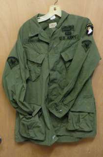 Vietnam 3rd Pattern Shirt w/ 101st Patch, Jump Wings, CIB Small Short 
