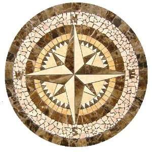  Marble Medallion Mosaic Floor Tile Compass Star Design 32 