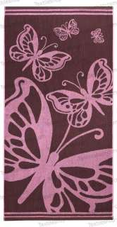   Butterfly Pink Chocolate Terry Jacquard Beach Bath Towel 32x63~New