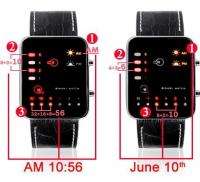 Binary LED Digital Leather Wrist Sport Watch Bracelet  