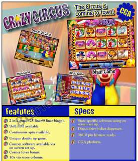Crazy Circus 8 Line/Cherry Master Bingo CGA Game Board  