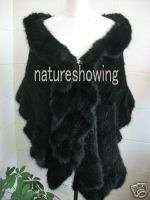 70L ×18.5 w Supper black real mink fur cape / shawl/scarf  
