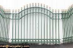 Wrought Iron Arched Fence with Posts, 57 Long  