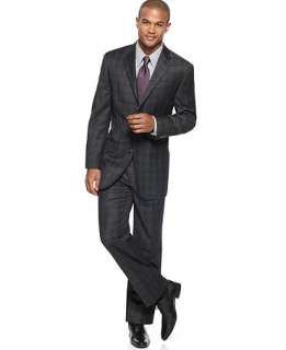 Sean John Suit, Tonal Black Plaid   Mens Suits & Suit Separates 