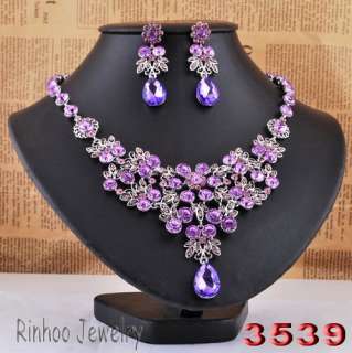   Rhinestone Crystal Beads Prom Bridal Necklace Earrings Jewelry sets