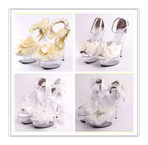  Flower Clear Platform Heel Prom Bridal Bridesmaid Wedding Sandal Shoe