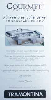 New Tramontina Stainless Steel Buffet Food Server Chafer with Glass 