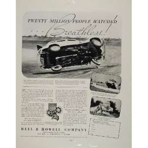 1936 Ad Bell & Howell Movie Projector Car Crash Stunt   Original Print 