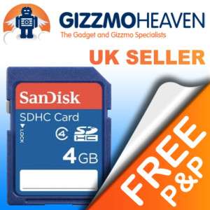 4GB SANDISK SD SDHC MEMORY CARD FOR CASIO NIKON CANON*  