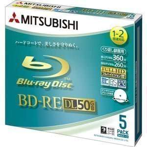 Mitsubishi Blu ray Disc 5 Pack   50GB 2X BD RE DL   Printable 