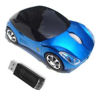 Blue Color 3D Car Shape 800DPI Wireless Optical Mouse Mice + USB 