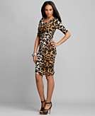 Macys   INC International Concepts Dress, Elbow Sleeve Ruched Leopard 