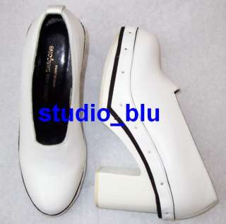 COMME DES GARCONS White Leather Platform Shoes 6.5  