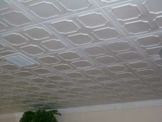 Tin Look Styrofoam Ceiling Tiles Easy Installation   R1W White  