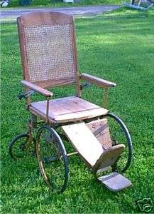 Vintage Antique Wood & Metal Wheel Chair Early 1900s  