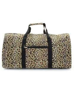 LEOPARD Brown 22 CANVAS DUFFEL BAG Weekend Overnight Gym Tote Bag 