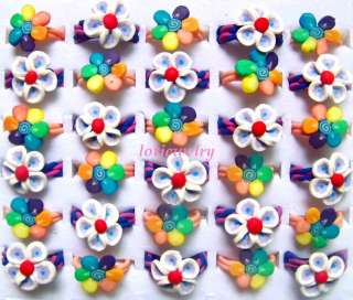 wholesale 100pcs polymer clay flower childrens rings  