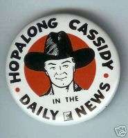 HOPALONG CASSIDY pin DAILY NEWS newspaper advertising  
