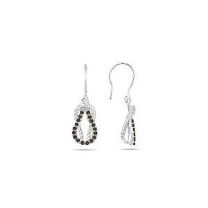   Champagne Diamond Rope Love Knot Earrings in 14K White Gold Jewelry