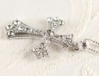 New Cross Pendant necklace Swarovski Clear Crystal /Handmade Precisely