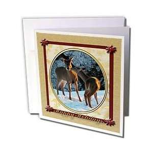   Deer Stealing a Kiss Happy Holidays   Greeting Cards 6 Greeting Cards