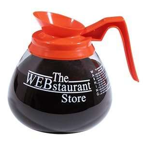  WEBstaurant Store Logo Glass Coffee Decanter with Orange 