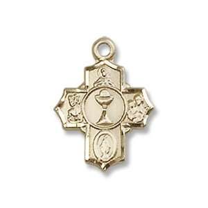  First Communion Chalice 14KT Gold Five Way Medal Chain 