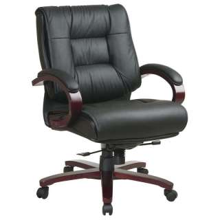 MID BACK BLACK EXECUTIVE DESK LEATHER CHAIR DELUXE LOCK  