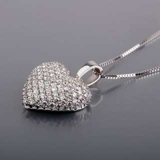   Carat Round Diamond Heart Necklace Pendant 14k Solid White Gold
