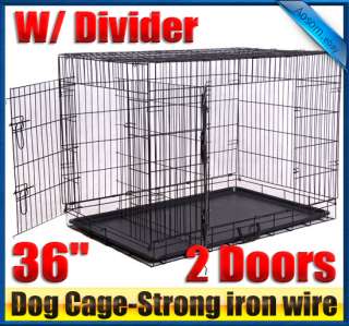 New Pawhut 36 Two Door Folding Dog Crate Cage Kennel with divider 