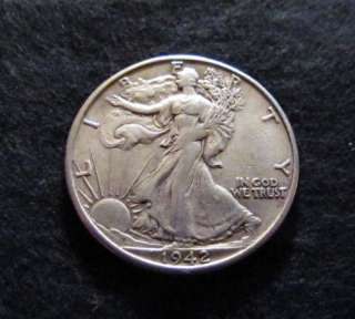 1942 S Walking Standing Liberty Silver Half Dollar Coin  