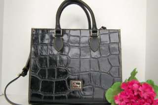   Dooney and Bourke Black Janine Croco Satchel Convertible Handbag $288