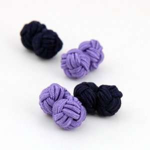 Purple, dark blue popular silk knot Cufflinks with Gift Box discount 