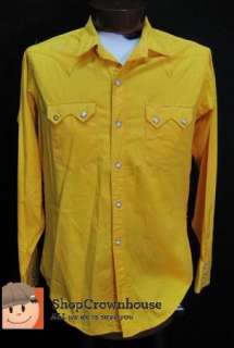 Mens ROCKMOUNT Ranch Wear Yellow Western Cowboy Pearl Snap Front 