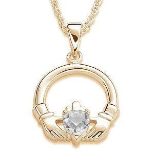  April Birthstone Claddagh Pendant   Personalized Jewelry Jewelry