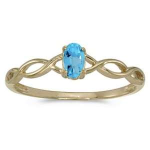  14k Yellow gold December Birthstone Oval Blue Topaz Ring Jewelry
