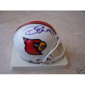 Deion Branch Signed Mini Helmet   Louisville Cardinals   Autographed 