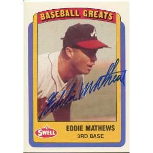 Eddie Mathews Autographed 1990 Swell Card