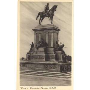  1940s Vintage Postcard Giuseppe Garibaldi Monument   Rome 