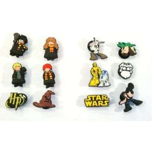  Star War Charms 6 pc Set and Harry Potter Shoe Charms 6 pc 