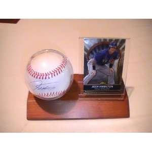 Josh Hamilton   Texas Rangers Signed Autographed Baseball & Wood Case 