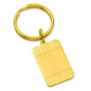    Gold Plated Satin Patterned Corner Key Ring Kelly Waters Jewelry