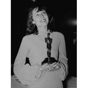 Actress Luise Rainer Holding Her Best Actress Oscar During the Academy 