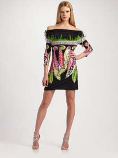 Roberto Cavalli   Ibiza Feather Print Dress   Saks 