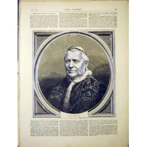  Portrait Pope Pius Ix Rome Vatican Old Print 1870