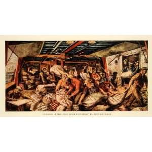  1937 Print Reginald Marsh Transfer of Mail from Liner to 